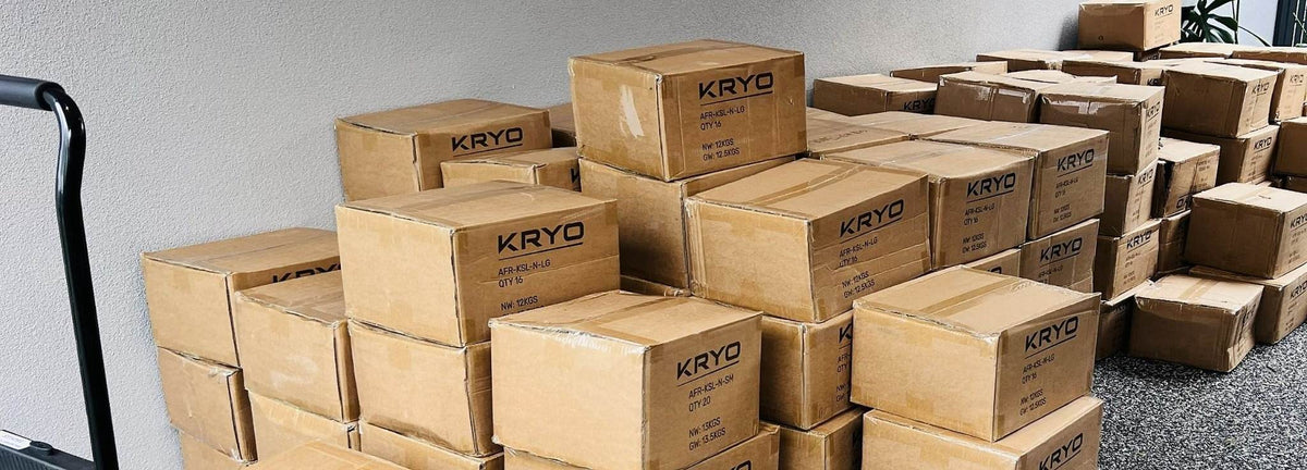 KRYO Recovery stock boxes ready for dispatch in Melbourne, Australia