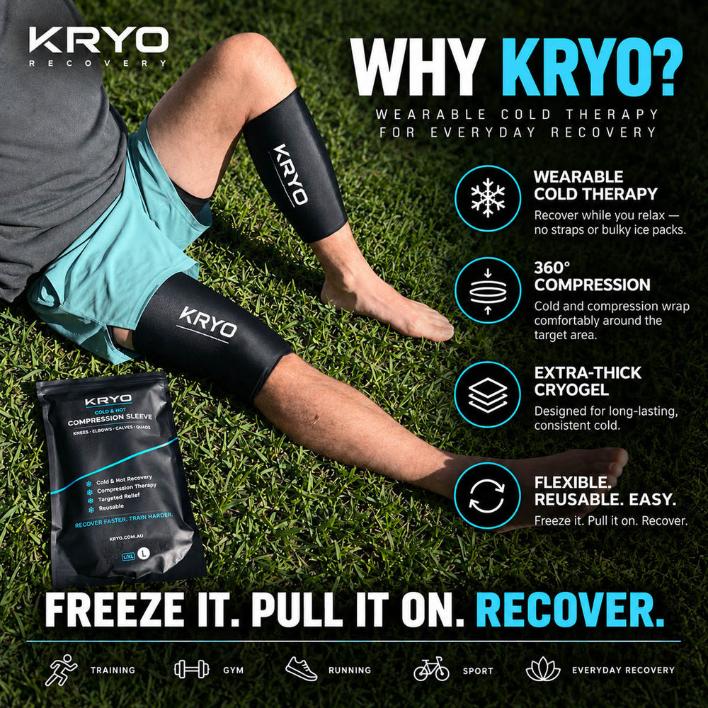 KRYO ice compression sleeves for wearable cold therapy and 360 degree compression