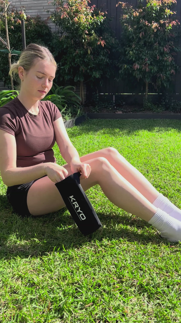 KRYO FLEX ice compression sleeve worn on the arm for post-training recovery